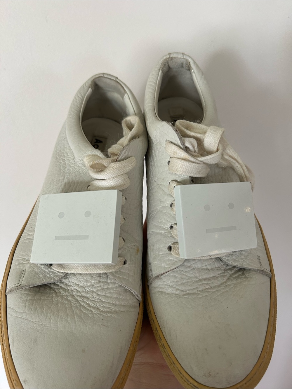 ACNE STUDIOS ADRIANA GRAIN LEATHER SNEAKERS, WHITE. SIZE 38 EU (7 US) - Picture 5 of 9
